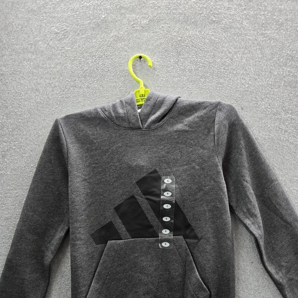Adidas Boy Hoodie S Gray Fleece Activewear Fleece Pullover